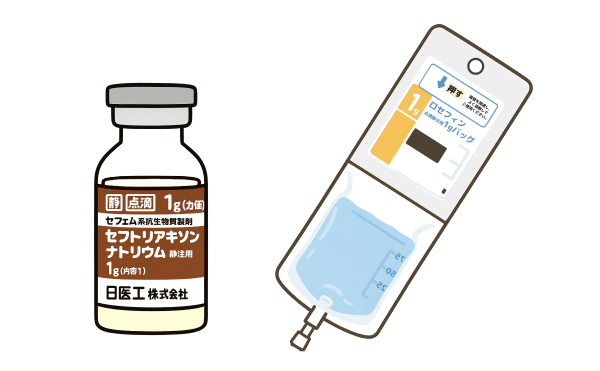 単独投与の抗生剤ーセフトリアキソン（ロセフィン）